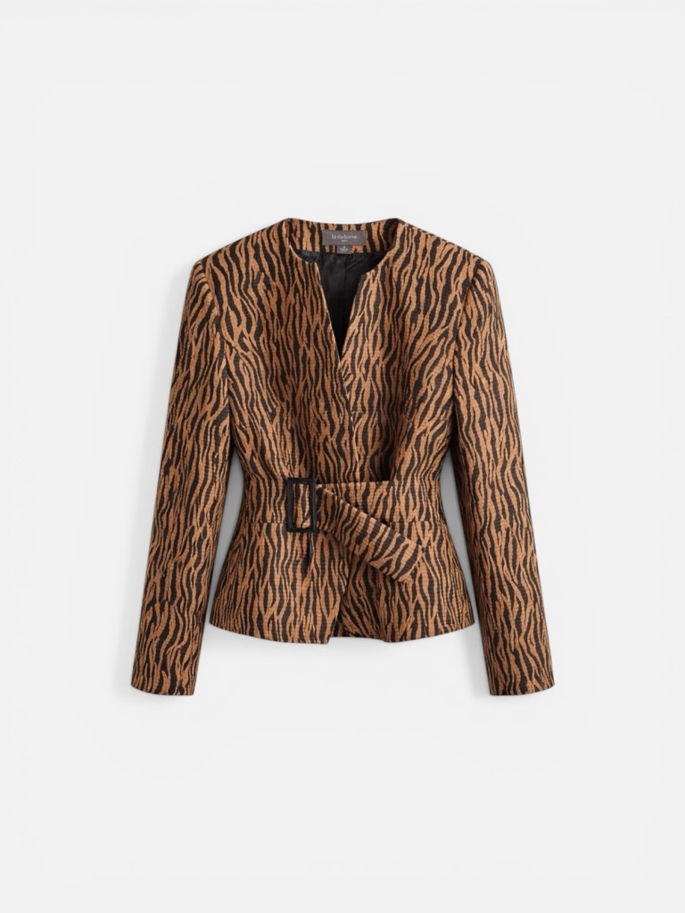 Liz Claiborne Tiger Print Belted Blazer Jacket Designer Statement Top